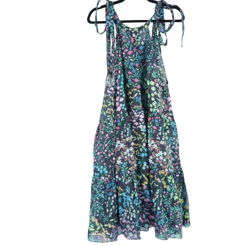 CYNTHIA ROWLEY Layla Floral Halter Dress Black NWT Knee Length Women's M - Picture 2 of 10